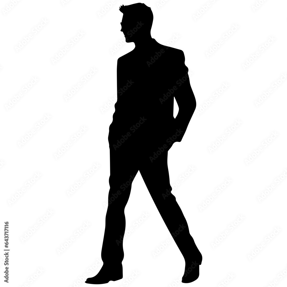 Fototapeta premium Business man in shirt, vector silhouette
