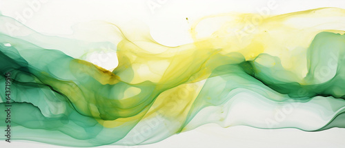 Zielone abstrakcyjne tło - atrament alkoholowy. Artystyczna plama farby. Jasna tapeta #643719515
