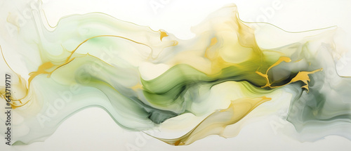 Zielone abstrakcyjne tło - atrament alkoholowy. Artystyczna plama farby. Akwarele © yeseyes9