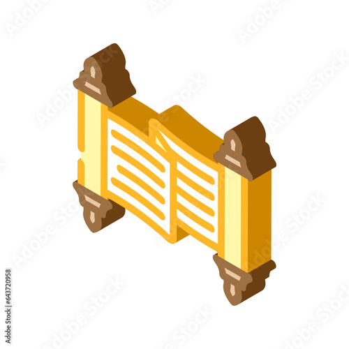 torah scroll jewish isometric icon vector. torah scroll jewish sign. isolated symbol illustration
