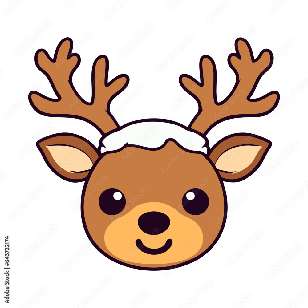 Happy funny Christmas reindeer. Festive Christmas cute persona . Vector illustration Happy funny Christmas reindeer. Festive Christmas cute persona . Vector illustration