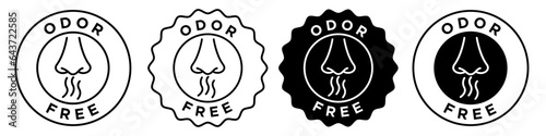 odor free icon. No odour or smell product packaging symbol. Scent free breath through nose vector. nasal contour sticker