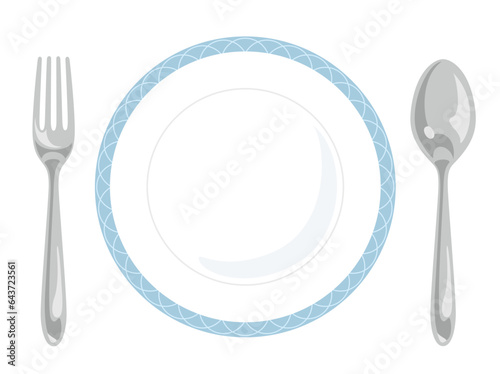 スプーンとフォークとお皿のベクターイラスト／cutlery