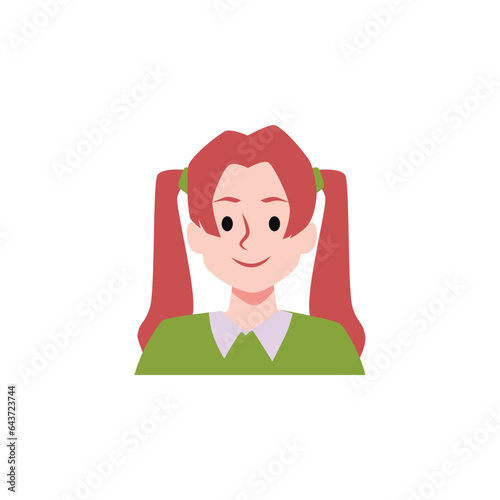 Modern teen girl portrait or avatar, flat cartoon vector illustration isolated.
