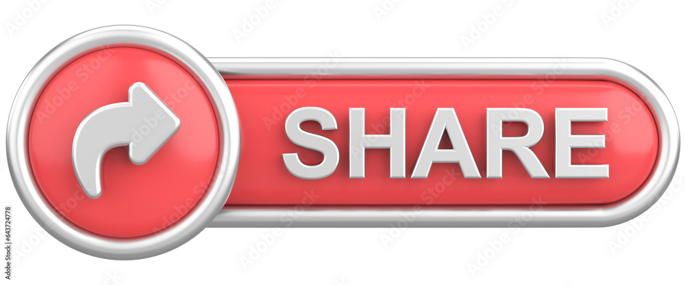 3D share button. 3D illustration. 3D share button. 3D illustration.