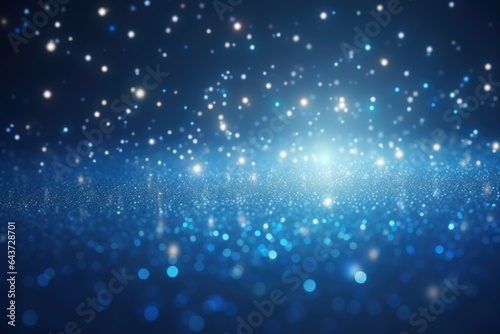 Blue bokeh light background, Christmas glowing bokeh confetti and sparkle texture overlay for your design. Sparkling blue dust abstract luxury decoration background.