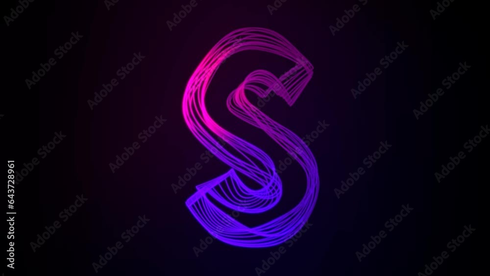 letter S animated background with neon and echo style. letter S animated background with neon and echo style.