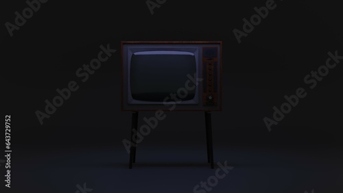 Old tv 3d illustration. Vintage, retro tv concept art 3d background image