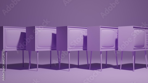 Old tv 3d illustration. Vintage, retro tv concept art 3d background image