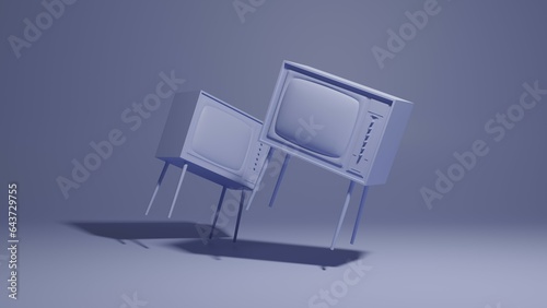 Old tv 3d illustration. Vintage, retro tv concept art 3d background image