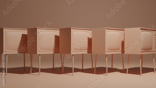 Old tv 3d illustration. Vintage, retro tv concept art 3d background image
