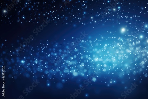 Blue bokeh light background, Christmas glowing bokeh confetti and sparkle texture overlay for your design. Sparkling blue dust abstract luxury decoration background. © PimPhoto
