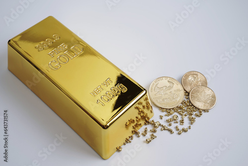 Gold bar precious metal gold coins investing money