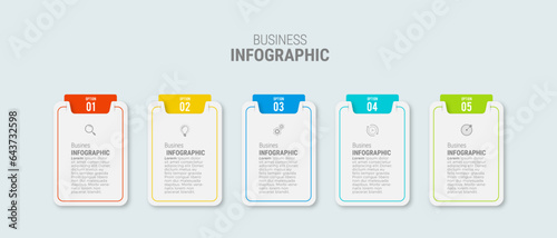 Business infographic template design icons 5 options or steps
