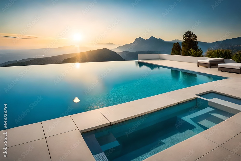 swiming pool on top of the buillding or a villa