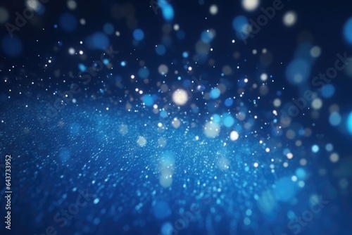Blue bokeh light background  Christmas glowing bokeh confetti and sparkle texture overlay for your design. Sparkling blue dust abstract luxury decoration background.