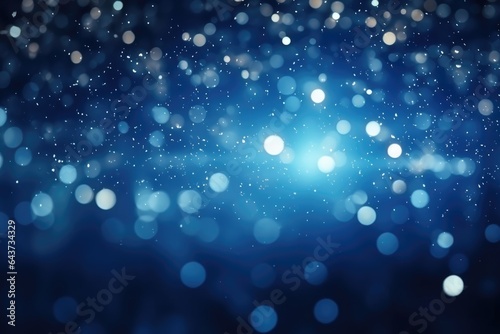 Blue bokeh light background, Christmas glowing bokeh confetti and sparkle texture overlay for your design. Sparkling blue dust abstract luxury decoration background.