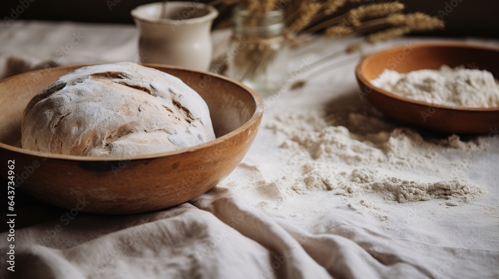Generative AI, baker prepares bread or bakery at the home kitchen, ecologically natural pastries.
Generative AI, baker prepares bread or bakery at the home kitchen, ecologically natural pastries.