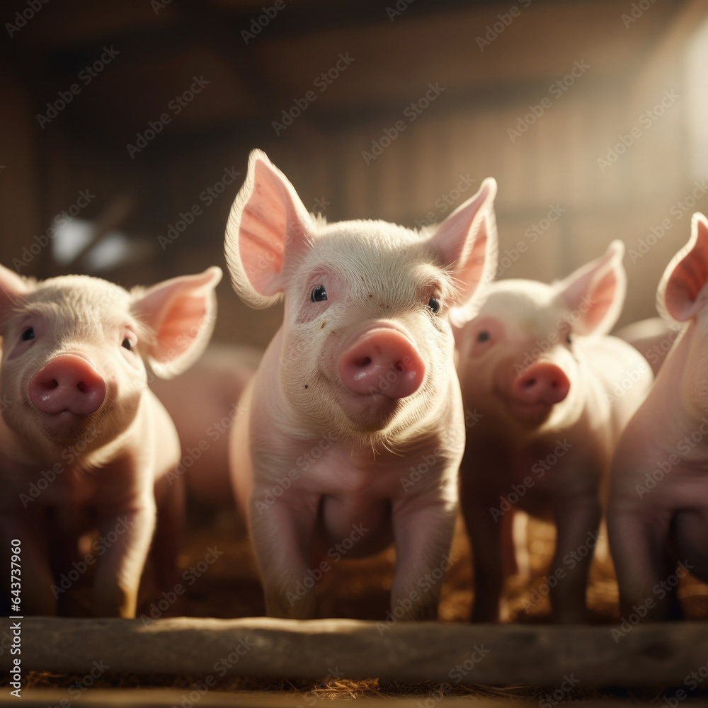 Farm piglets. Ecological pigs and piglets at the domestic farm background, Farm piglets. Ecological pigs and piglets at the domestic farm background,
