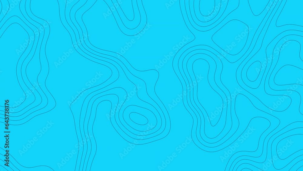 Abstract animated outline topographic contour map. Moving waves on ...
