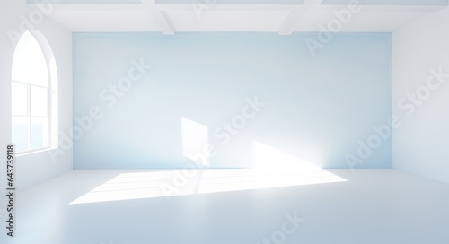 Photo of an empty room with sunlight streaming through the window © pham