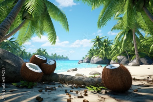 beach with coconut trees and sea © Muhammad Hammad Zia