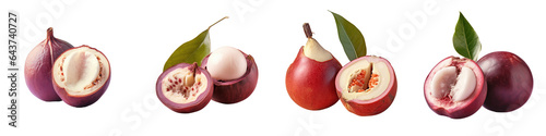 Half of a ripe Mangosteen fruit isolated on a transparent background photo