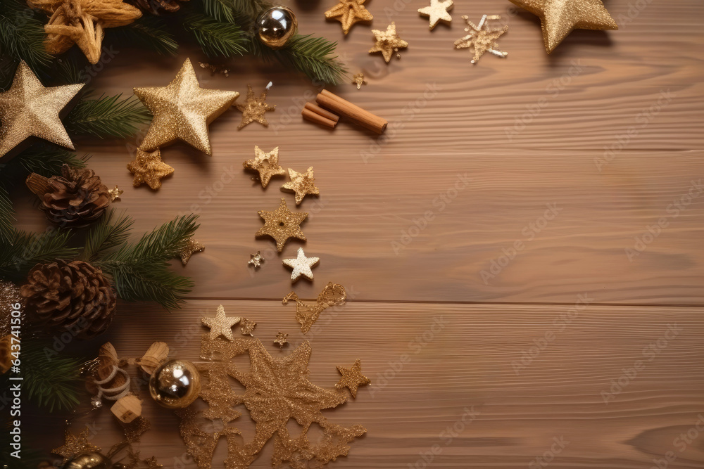 Christmas decoration on a wooden background
