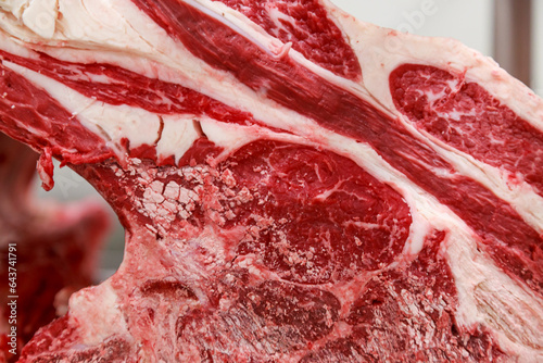 Closeup view of black angus primal cut.