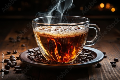 International coffee day. Roasted coffee beans isolated on a white background. Poster. AI generated.