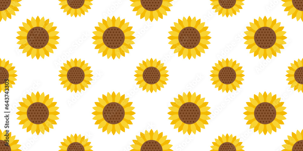 Sunflower seamless pattern on white background vector illustration, summer design Sunflower seamless pattern on white background vector illustration, summer design