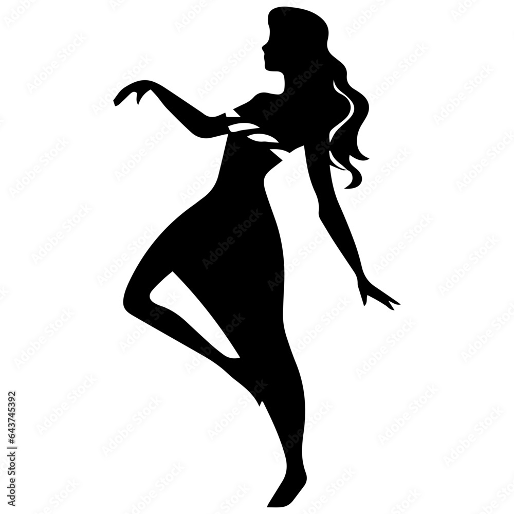 Silhouettes of beautiful girl