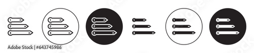 Priority list vector icon set. prioritize vector symbol in black filled and outlined style.