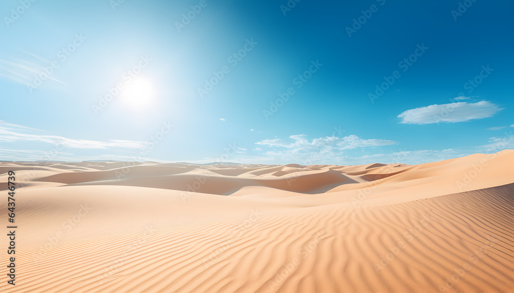 Naklejka premium Sand Dunes in dry and hot desert - Generativ AI