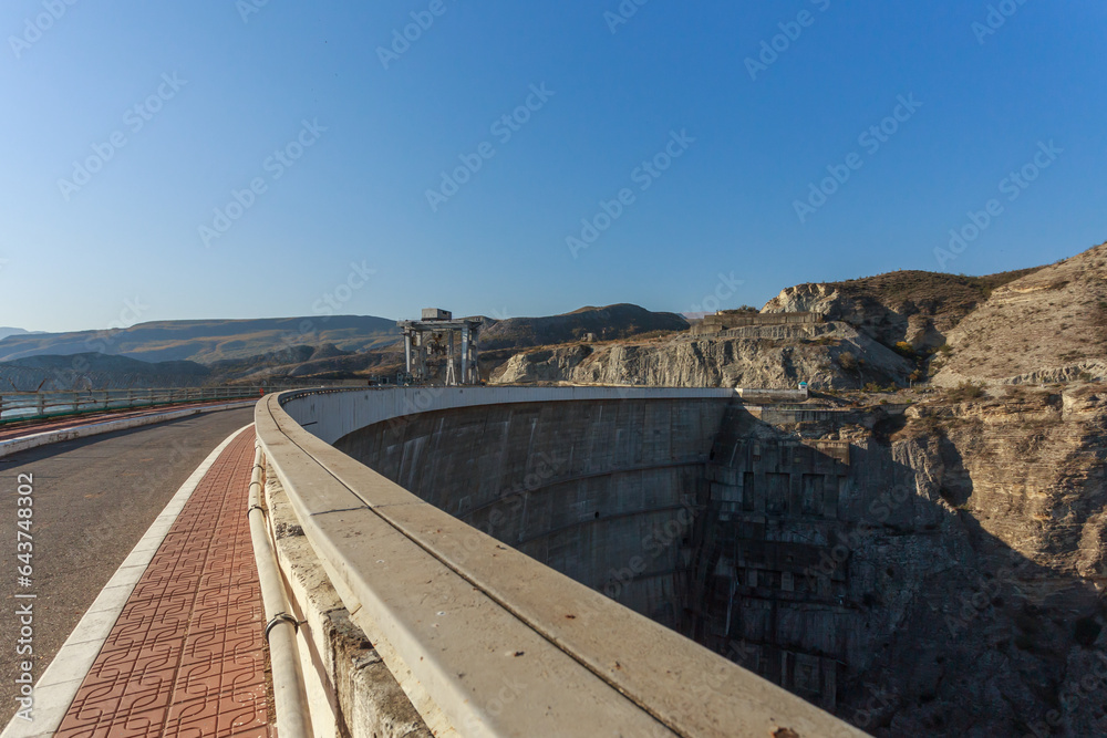 Top part of the concrete arch dam.