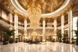 Step into a world of unparalleled luxury as you behold this breath-taking super realistic 3D of a luxury hotel reception lobby