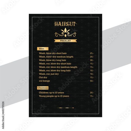 Restaurant Salon Pricelist Luxury Flyer design template