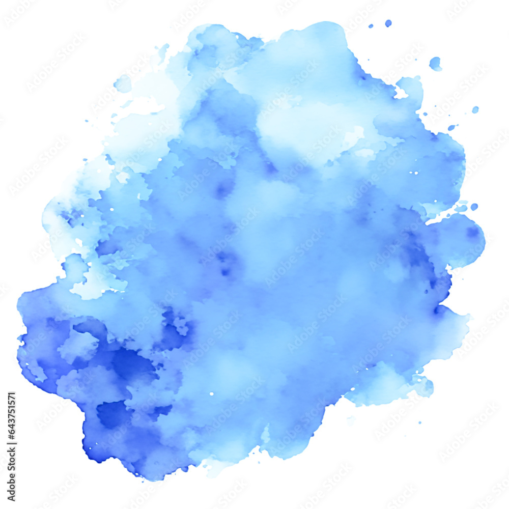 Abstract blue watercolor splash on white background. Texture paper.