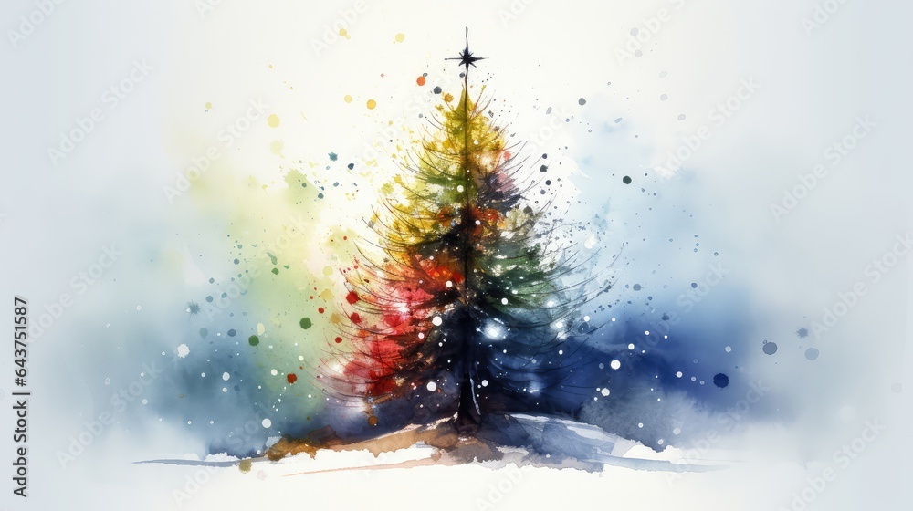 Christmas tree. New Year decoration. Christmas card. greeting card - obrazy, fototapety, plakaty 