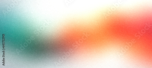 Orange white green colors grainy gradient background, blurred noise texture effect, web banner design