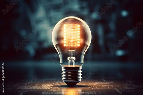 Technology lightbulb in front of dark background