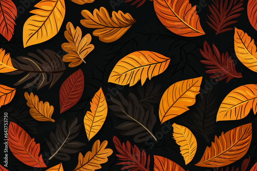 Autumn wallpaper and seamless pattern with leaves