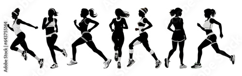 Woman Running Silhouette Sportswear Isolated White Background