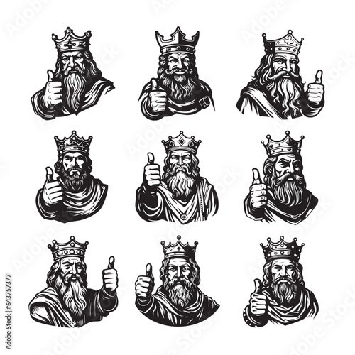 Monochrome Kings: Vector Detailed Logo-Style Thumbs-Up