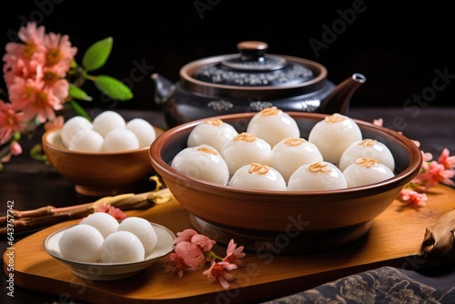 tang yuan - dessert, sweet glutinous rice balls. Chinese food photo