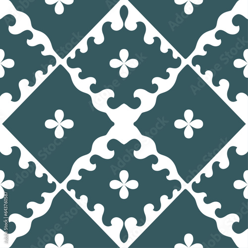 Green Pattern with flowers, An Artistic Inorganic Mosaic Design