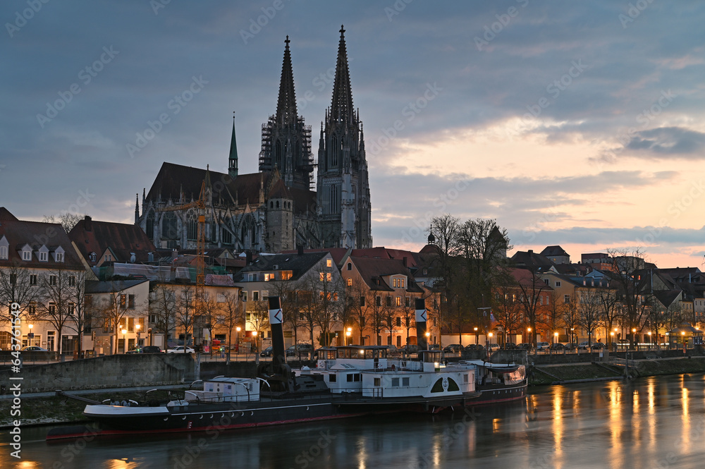 Regensburg old town at night Germany