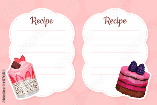 Delicious Dessert Food Recipe Card Design with Sweet Pastry Vector Template