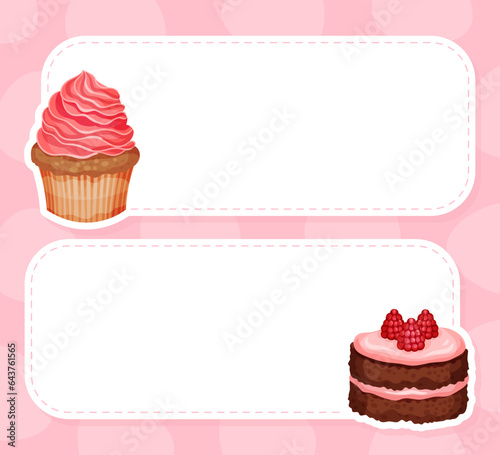 Delicious Dessert Food Recipe Card Design with Sweet Pastry Vector Template