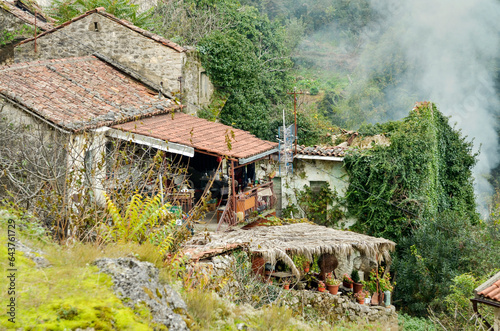 Old houses in the village of Godinje, an old historical place in Montenegro